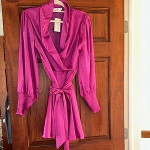 Elegant Fuchsia Mini Wrap Dress